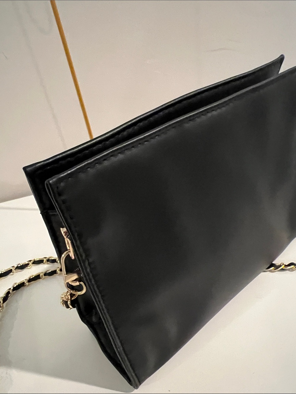 Yves Saint Laurent Black Shoulder clutch Bag with woven unbranded chain strap - Picture 10 of 12